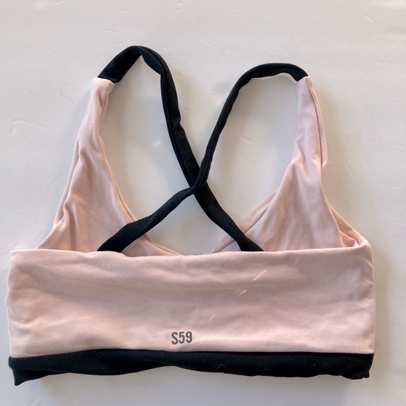 Splits59 Bruna Airweight Powder Pink & Black Athletic Sports Bra Xs - Picture 2 of 4